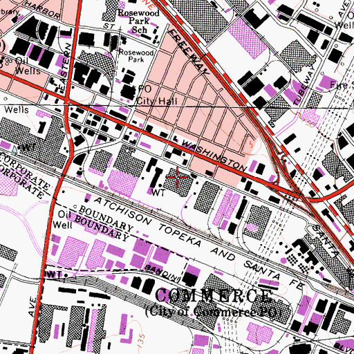 Topographic Map of City of Commerce, CA
