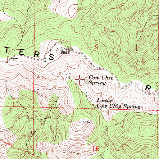 Topographic Map of Cow Chip Spring, CA