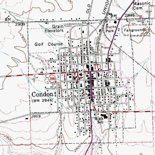 Topographic Map of City of Condon, OR