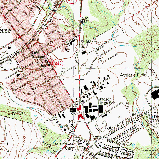 Topographic Map of City of Converse, TX