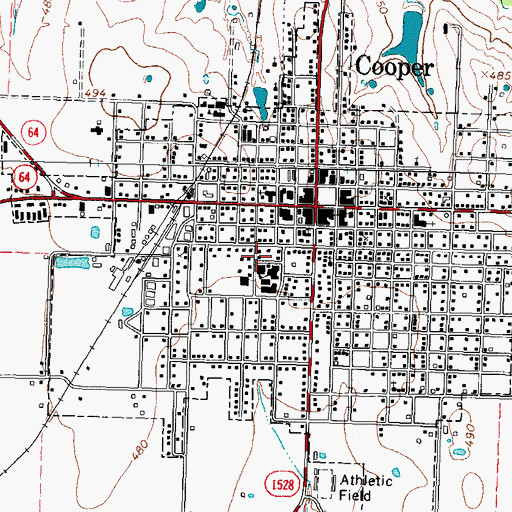 Topographic Map of City of Cooper, TX