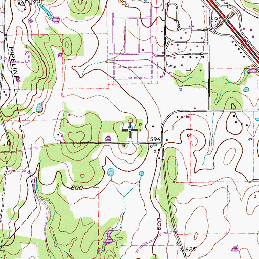 Topographic Map of City of Corinth, TX