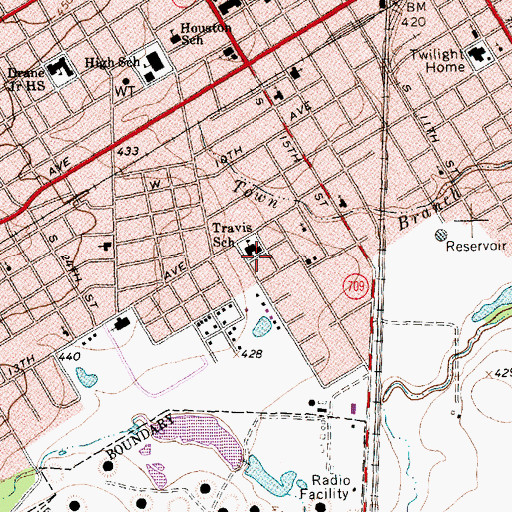 Topographic Map of City of Corsicana, TX