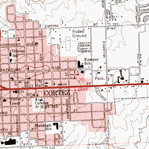 Topographic Map of City of Cortez, CO