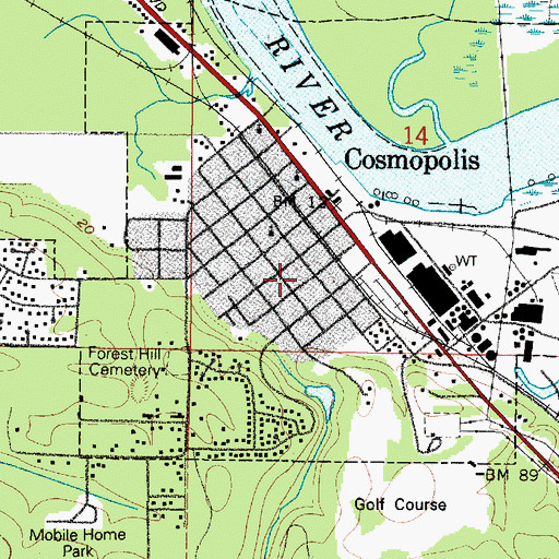 Topographic Map of City of Cosmopolis, WA