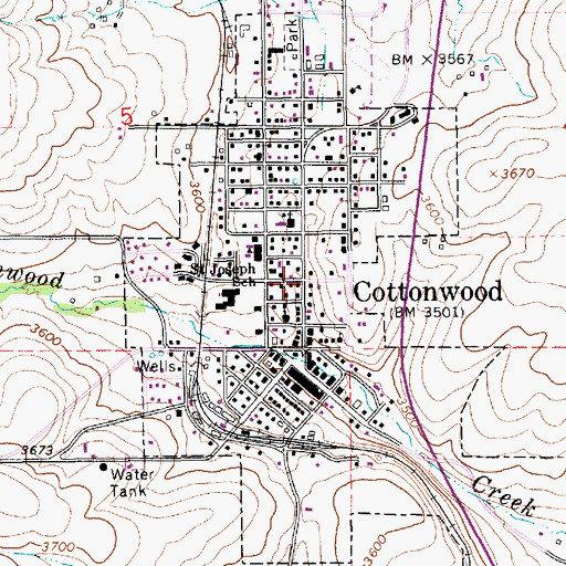 Topographic Map of City of Cottonwood, ID