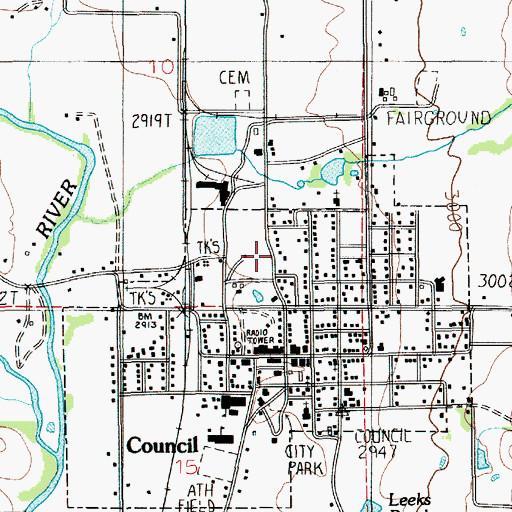Topographic Map of City of Council, ID