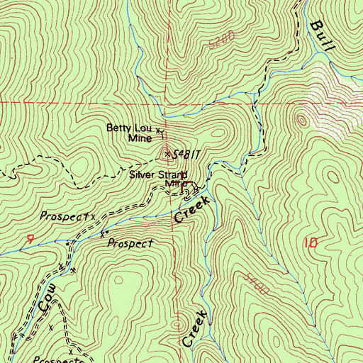 Topographic Map of Cow Creek, CA