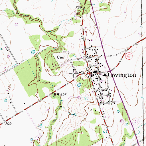 Topographic Map of City of Covington, TX