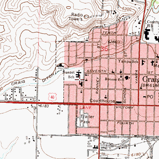 Topographic Map of City of Craig, CO