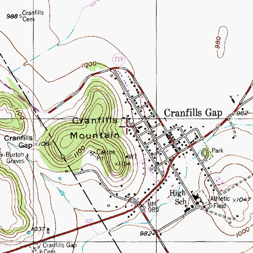 Topographic Map of City of Cranfills Gap, TX