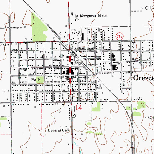 Topographic Map of City of Crescent, OK