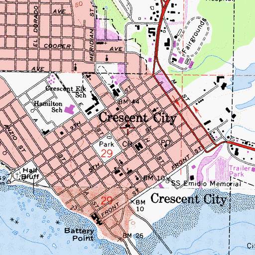 Topographic Map of City of Crescent City, CA