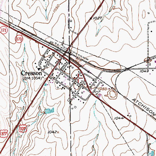 Topographic Map of City of Cresson, TX