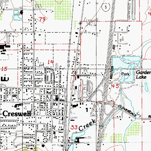 Topographic Map of City of Creswell, OR