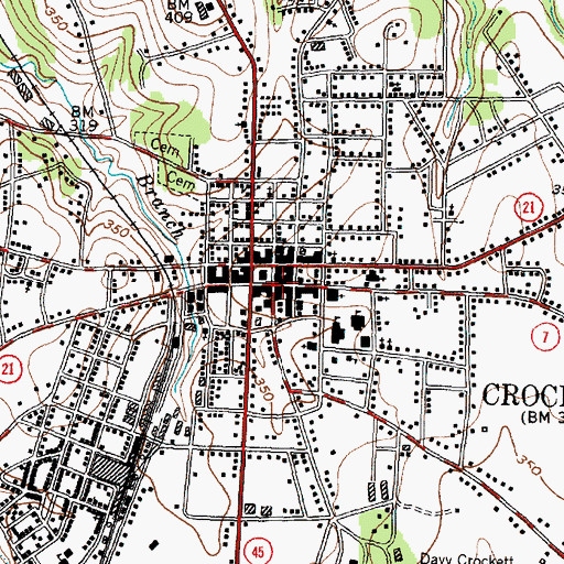 Topographic Map of City of Crockett, TX