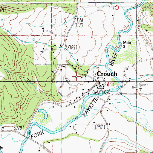 Topographic Map of City of Crouch, ID