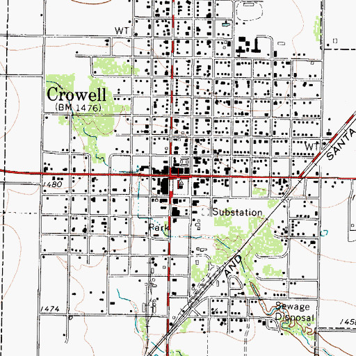Topographic Map of City of Crowell, TX