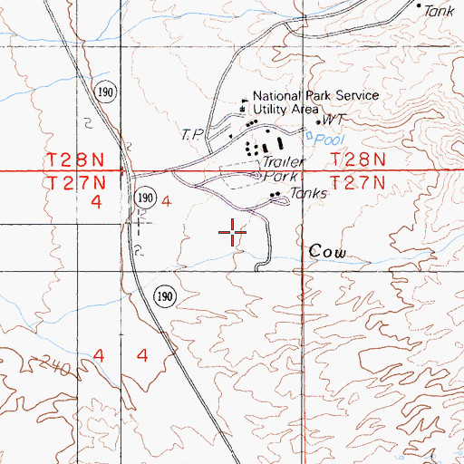 Topographic Map of Cow Creek, CA