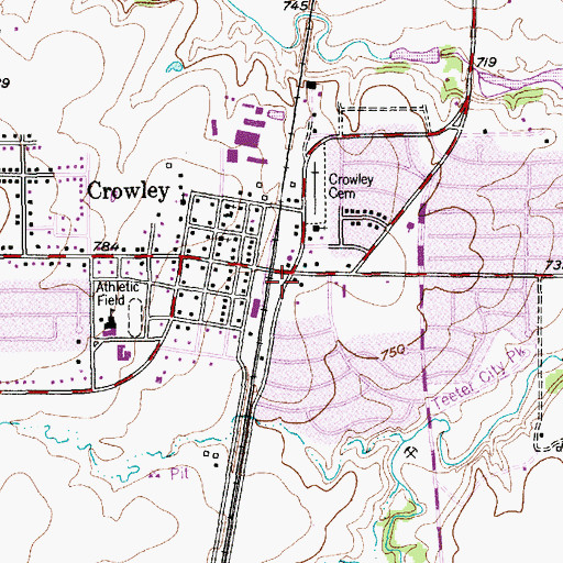 Topographic Map of City of Crowley, TX