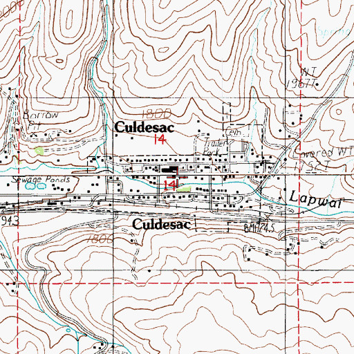 Topographic Map of City of Culdesac, ID