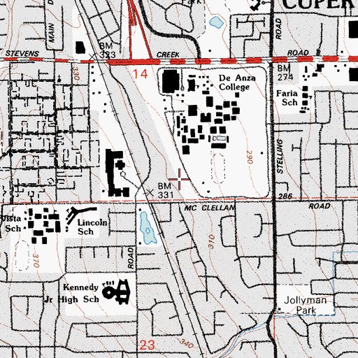 Topographic Map of City of Cupertino, CA