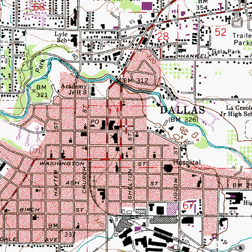 Topographic Map of City of Dallas, OR