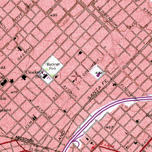 Topographic Map of City of Dallas, TX