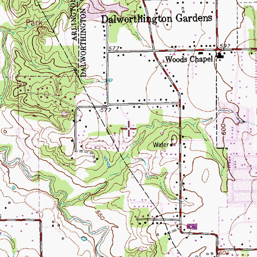 Topographic Map of City of Dalworthington Gardens, TX
