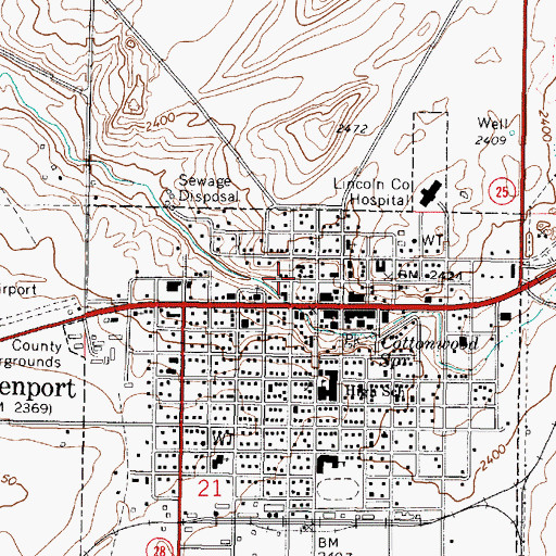 Topographic Map of City of Davenport, WA