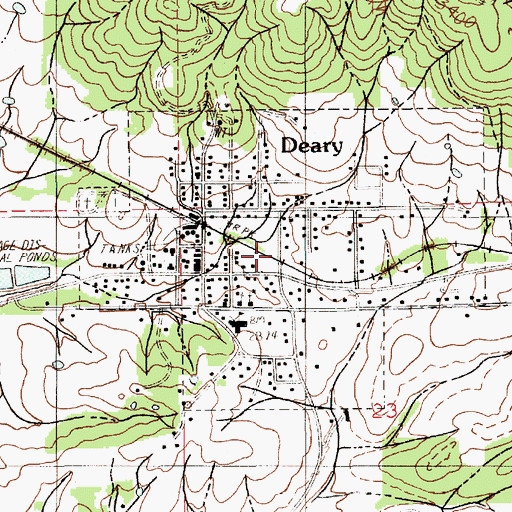 Topographic Map of City of Deary, ID