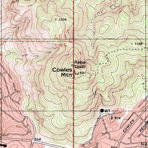 Topographic Map of Cowles Mountain, CA