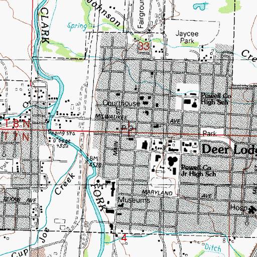Topographic Map of City of Deer Lodge, MT
