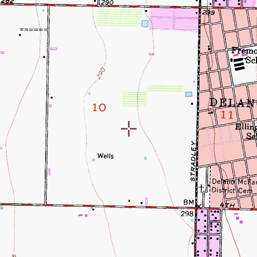 Topographic Map of City of Delano, CA