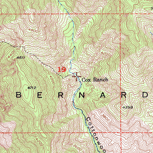 Topographic Map of Cox Ranch, CA