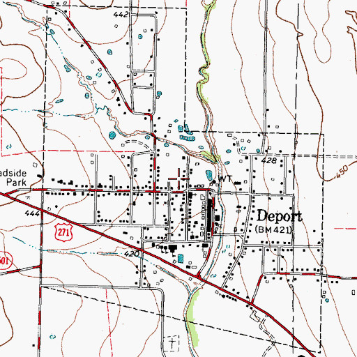 Topographic Map of City of Deport, TX