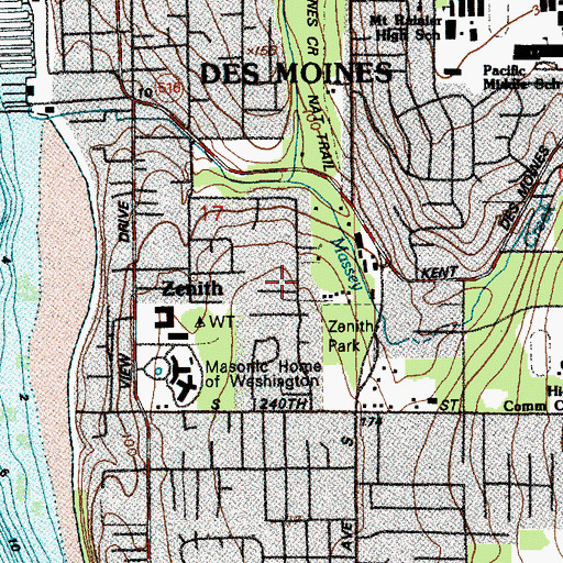Topographic Map of City of Des Moines, WA