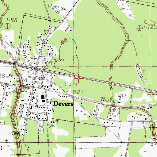 Topographic Map of City of Devers, TX