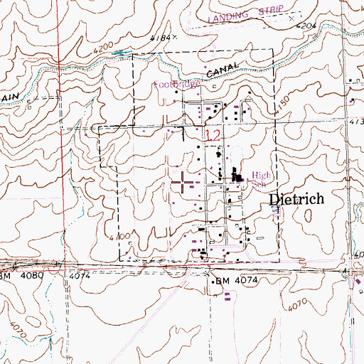 Topographic Map of City of Dietrich, ID