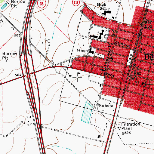 Topographic Map of City of Dilley, TX