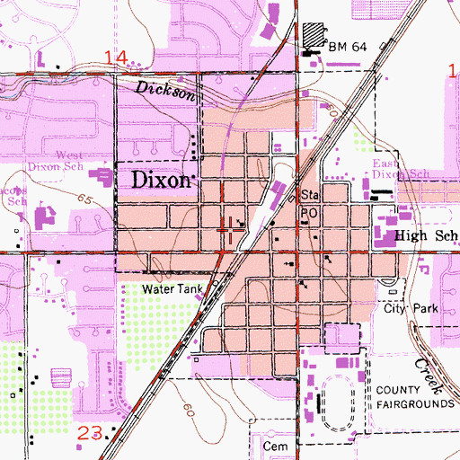 Topographic Map of City of Dixon, CA