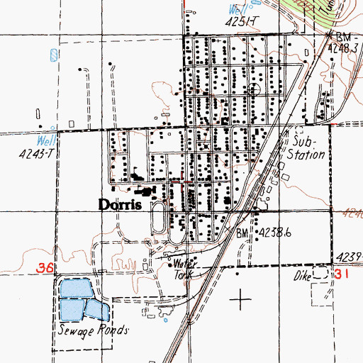 Topographic Map of City of Dorris, CA