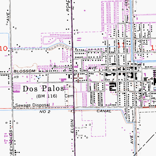 Topographic Map of City of Dos Palos, CA