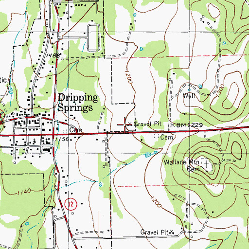 Topographic Map of City of Dripping Springs, TX
