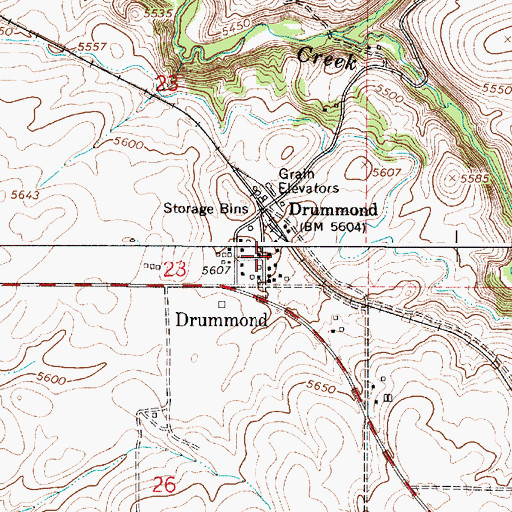 Topographic Map of City of Drummond, ID
