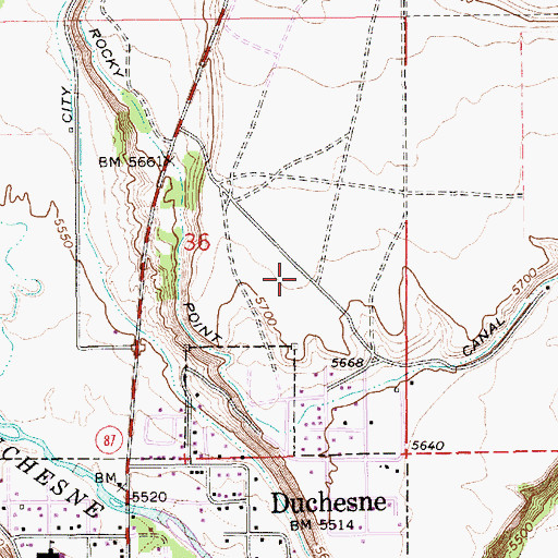 Topographic Map of City of Duchesne, UT