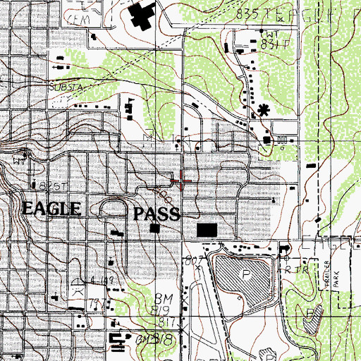 Topographic Map of City of Eagle Pass, TX