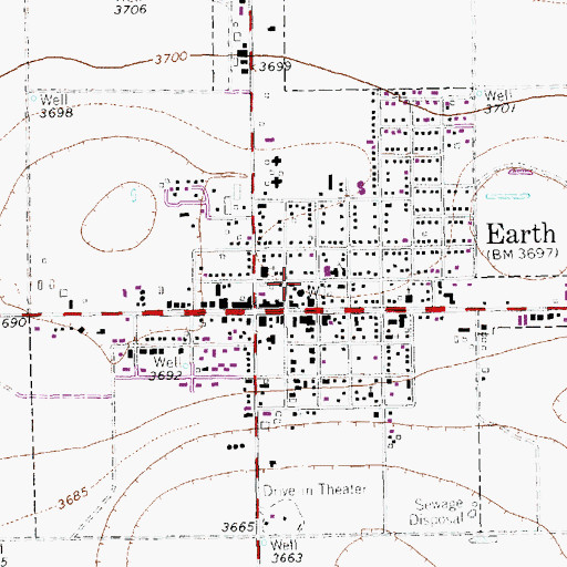 Topographic Map of City of Earth, TX
