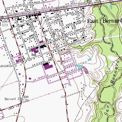 Topographic Map of City of East Bernard, TX