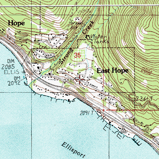 Topographic Map of City of East Hope, ID